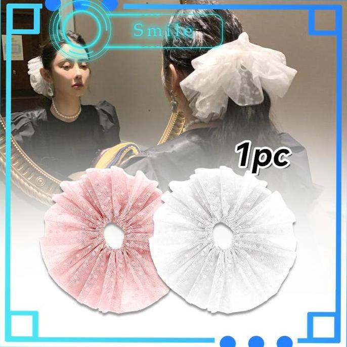 BLAZONE 1PCS Lace Dot Hair Scrunchie Premium Scrunchie Tile Dot Besar Kuat Dan Praktis Untuk Gaya Ha