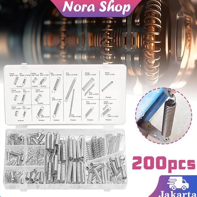 IUMAORI 200pcs Per Pegas Tarik Dan Tekan Spring Tarik Elastis Per Pegas Open Coil Spring Untuk Extru