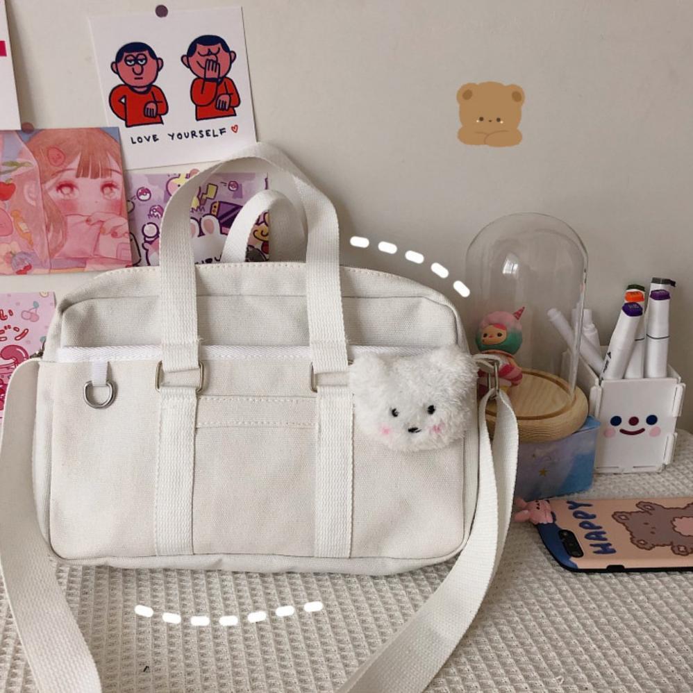 Tb-03 Tas Sekolah Jepang Selempang Wanita Import Seifuku Bag Pu Leather Putih High Quality