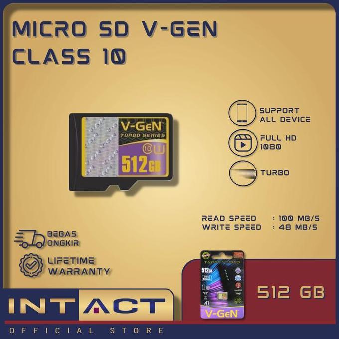 MicroSD V-GeN Turbo 512GB Class 10 Memory Card Micro SD VGEN