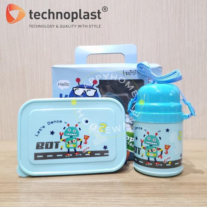 Technoplast Paket Gift Set School Robot Circus Lunch Box & Botol Air Premium Quality