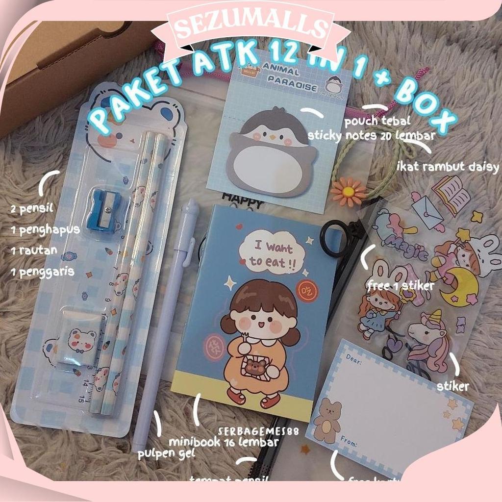 serbagemes88 - ALAT TULIS SET 12 IN 1 LENGKAP / STATIONERY UNTUK  PERLENGKAPAN ALAT TULIS / PAKET SO