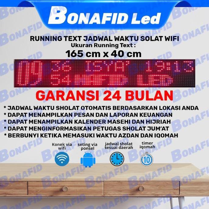 TERBARU - Jadwal sholat running text 165cm x 40cm WIFI abadi