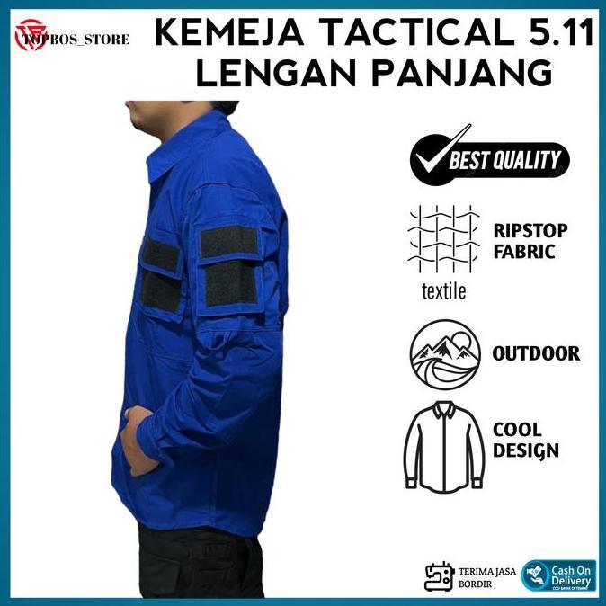 KEMEJA TACTICAL LAPANGAN PDL LENGAN PANJANG WARNA BIRU BENHUR