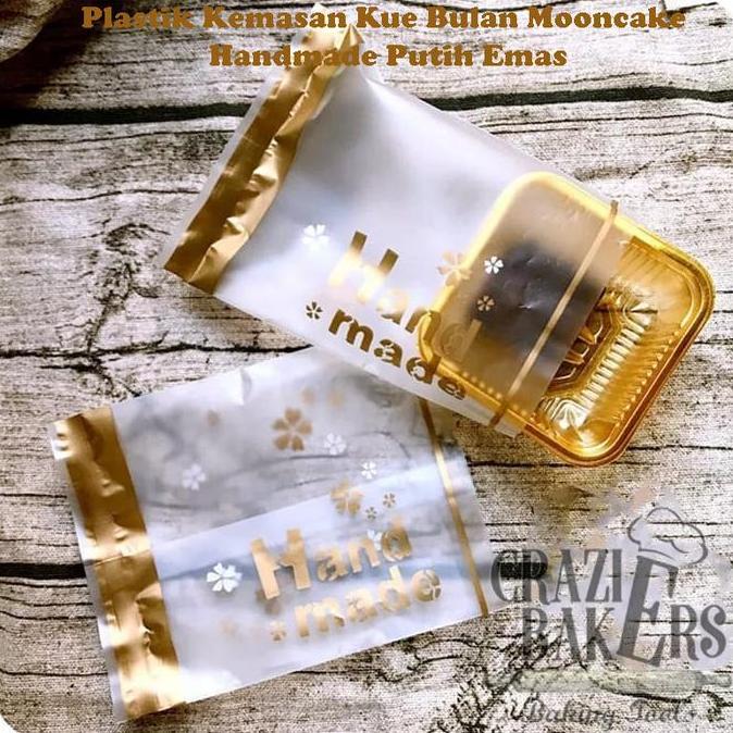 Plastik Kemasan Kue Bulan Mooncake Handmade Putih Emas