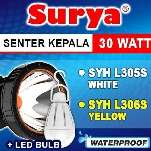 TERBARU - Surya Senter Kepala SYH L 305 S 30 Watt Cahaya Putih free lampu LED Surya SYH L305S