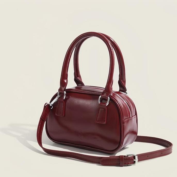 DF341 >> INARA Tas Selempang Wanita Slingbag Hitam Kulit PU Leather Mini Elegant Simple Diameter 20x