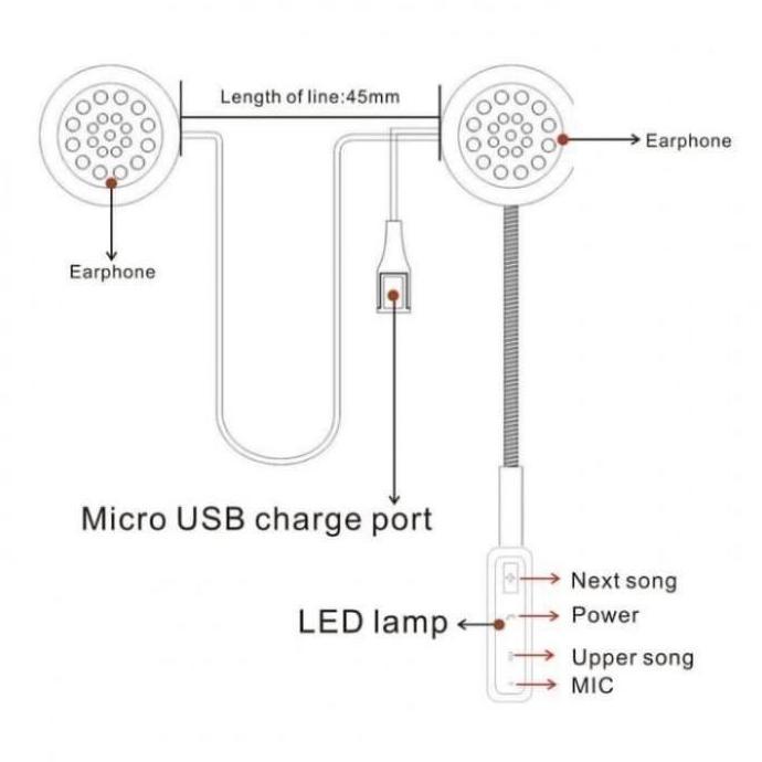 Bluetooth Wireless Earphone Headset for Motorcycle Helmet - MH01