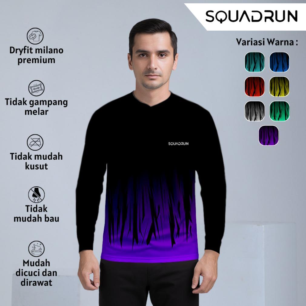 Diskon Squadrun - Kaos Running Dry Fit Breathable Quickdry Lengan Panjang Gravonix