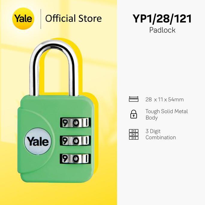 Bestseller- YALE YP1/28/121/1E  TRAVEL LOCK EMERALD (GREEN)  28 MM 3 CODE LOCK