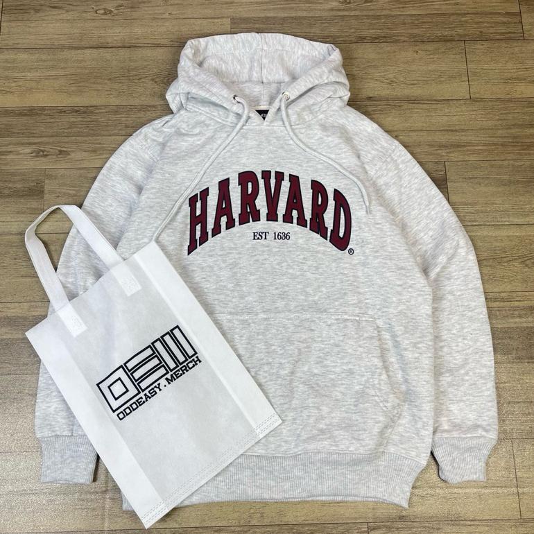 ORIGINAL HOODIE JAKET HARVARD 1636 FREE BAG MISTY HITAM UNISEX REGULER UNIVERSITY UNIVERSITAS