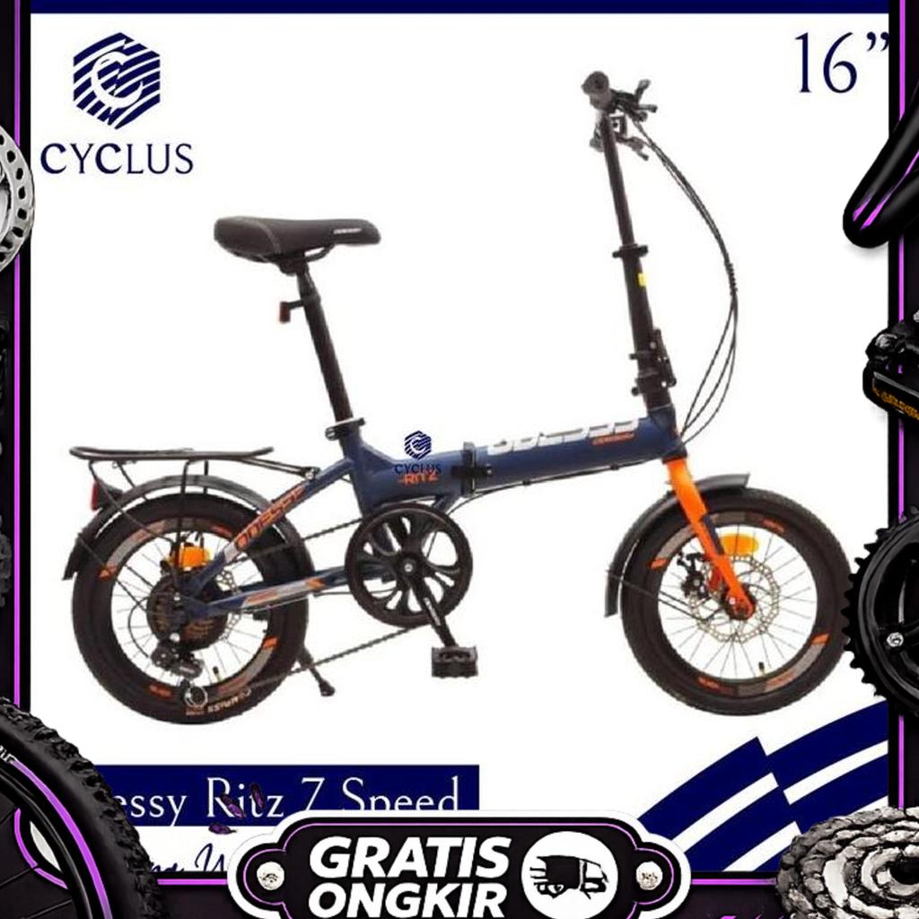 Sepeda Lipat Anak Dewasa Odessy Ritz 7 Speed Terbaru Boncengan 16 Inch