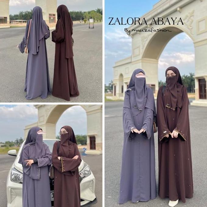 [CUCI GUDANG] ZALORA ABAYA by mauzafashion Baju Gamis Syari Wanita Lembut Mewah Payet Bunga Busui Um