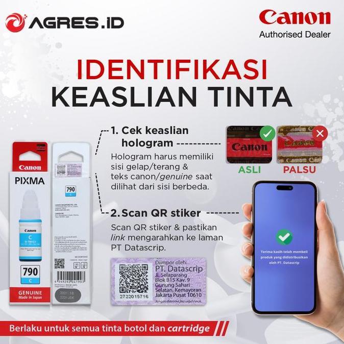 Censy- Tinta Canon Gi 790 Cyan - Printer G1010 G2010 G3010 G4010 - Tinta