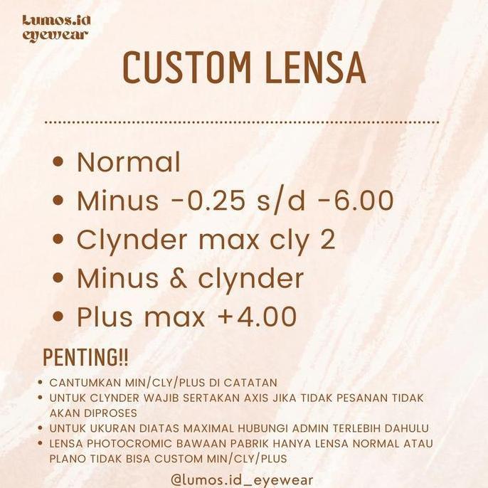 LUMOS.ID EYEWEAR - Kacamata Vincent Minus & Normal  / Kacamata Warna Minus / Kacamata Candy Minus / 