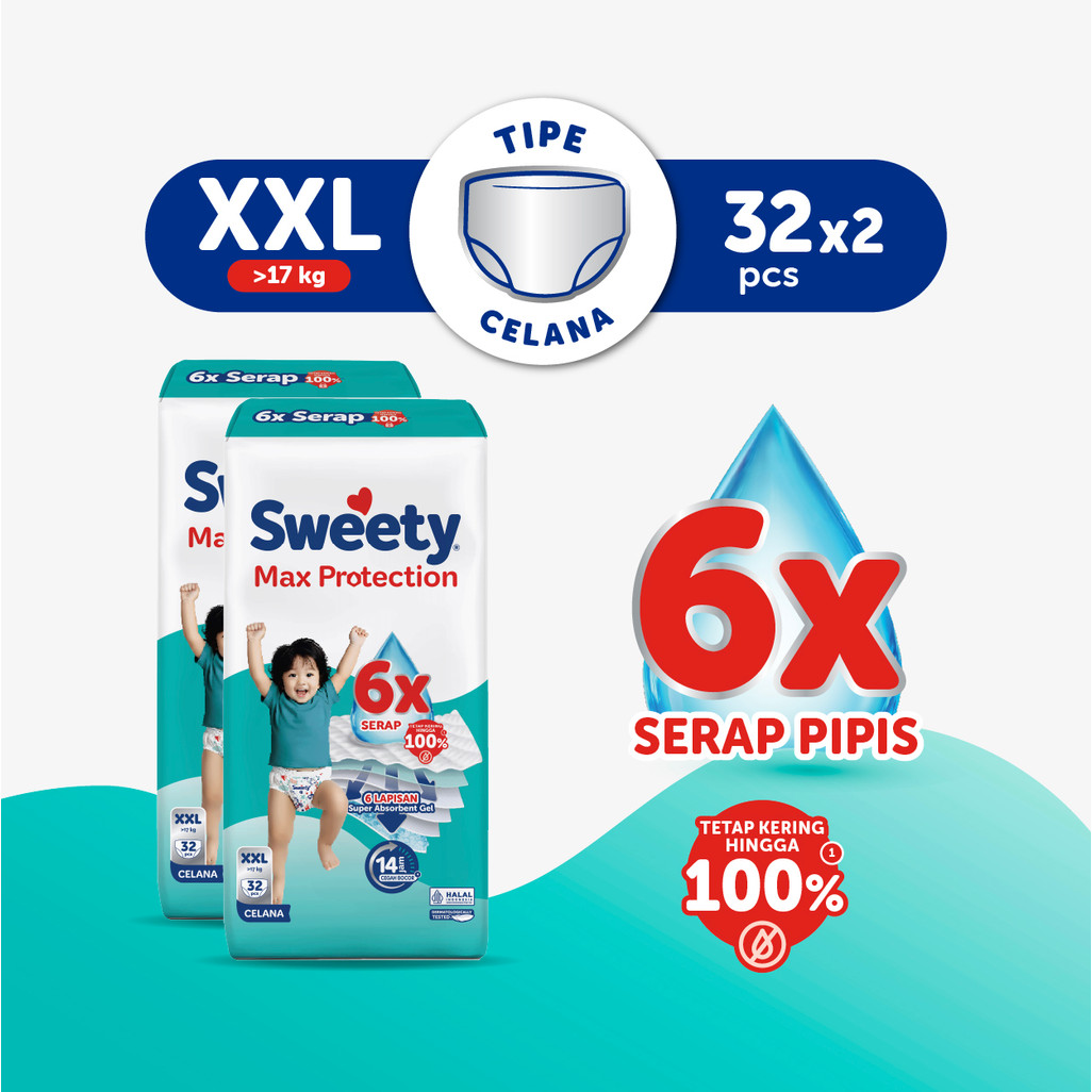 Sweety Silver Max Protection Soft XXL 32s x 2 Popok Celana Baby Diapers