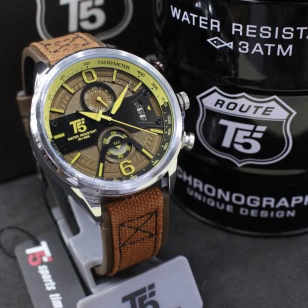 Jam T5 H 3584 original leather chronograph bergaransi free box