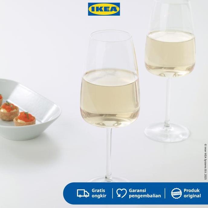 IKEA DYRGRIP Gelas Kaca Bening untuk Wine 42cl Peralatan Makan  Putih