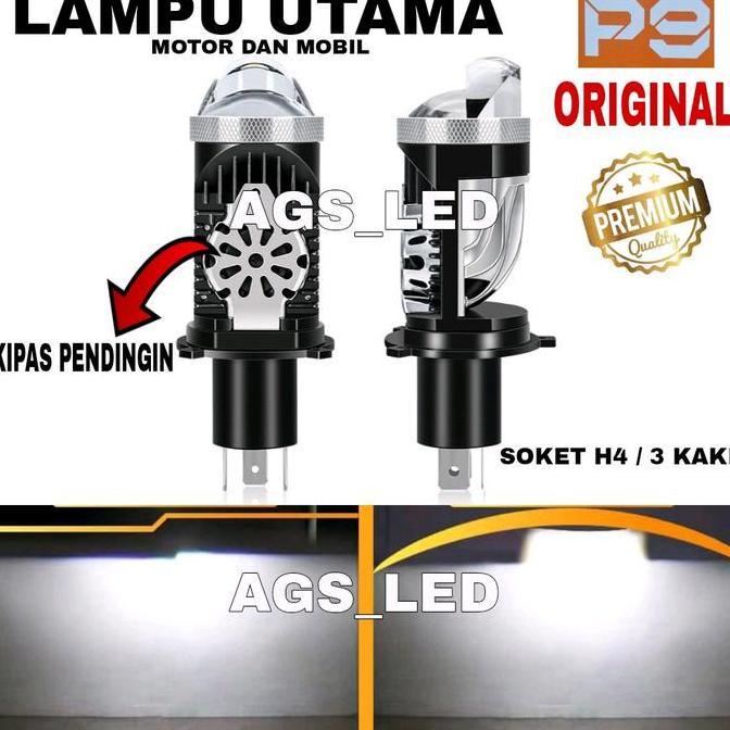 Lampu Utama Ori Projektor H4 P9 Cahaya Super Terang Cut Off Biled Light / Lampu Utama Motor Soket H4