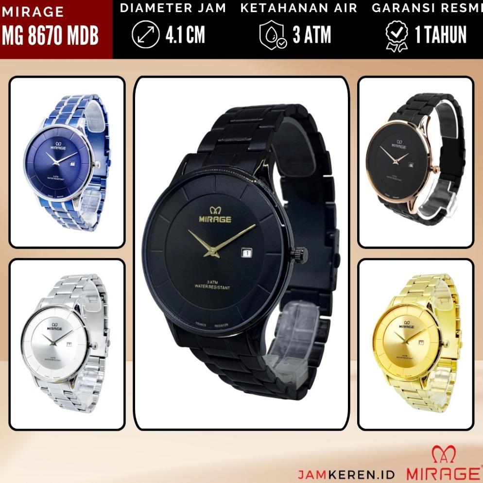 Jam Tangan | Jam Tangan Pria Original 100% | Mirage 8670 M Stainless Tipis Anti Air Original Garansi