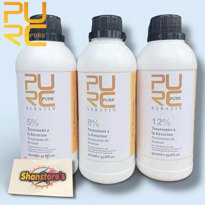 Pelurus Rambut Purc Pure Keratin 5% 8% 12% 500Ml Purc Keratin Brazilian Perawatan Smoothing Kering C
