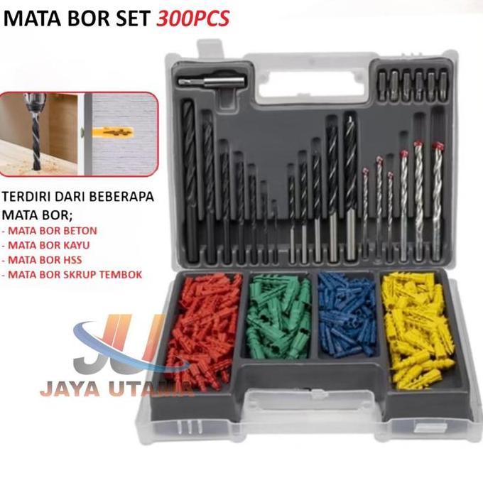 VINRYSA Mata Bor 300 Pcs Set Mata bor besi baja asli- Mata Bor Besi Kayu Beton - Mata Bor