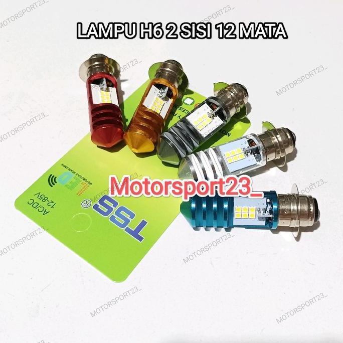 Lampu H6 2 Sisi Body Warna Tss Racing Lampu Depan Motor Bebek H6 8 Led Lampu Utama Motor 2 Sisi Lamp