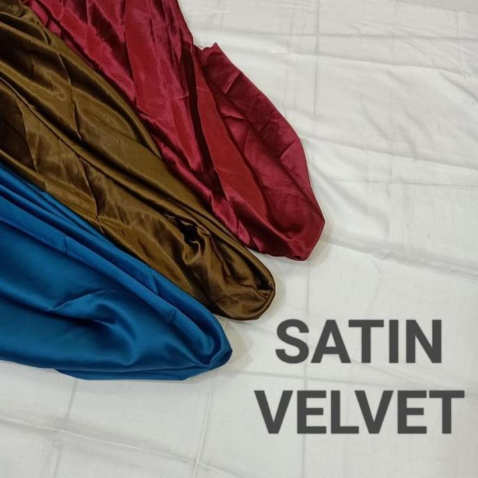 Sora- Kain Polosan Satin Velvet Meteran Untuk Dress Gamis Dan Puring