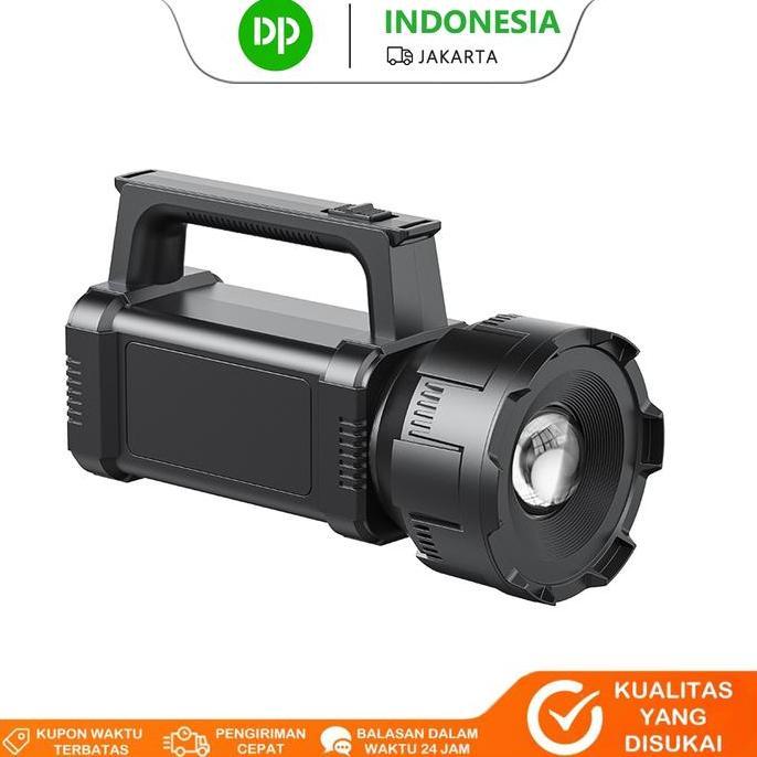 QINGACHO DP Lampu Sorot LED Super Bright Zoom, Baterai 4000mAh Tahan Lama - Isi Tenaga Surya&USB,3 M