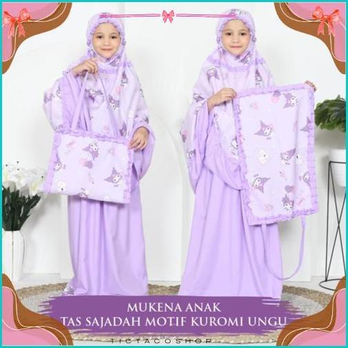 Diskon Lebaran Mukena Anak Perempuan Mukena Anak Kuromi Ungu (Tas Sejadah) Mukena Anak Anak Mukena A