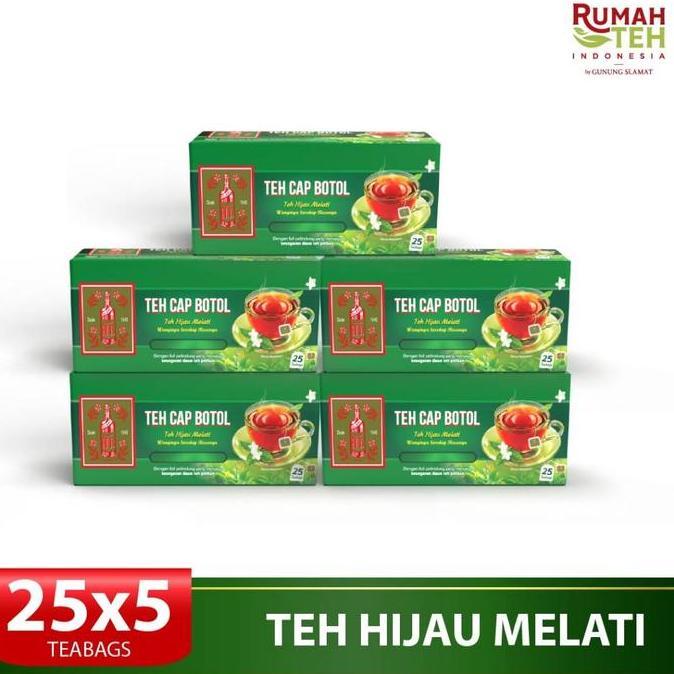 Inikok- Teh Celup Cap Botol Hijau Aroma Melati 25 Bags - Kemasan Isi 5 Dus