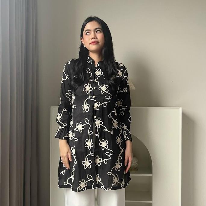 Hoolaqueen - Calla Tunik - Atasan Tunik Bunga - Tunik Tancel Silk - Tunik Lebaran