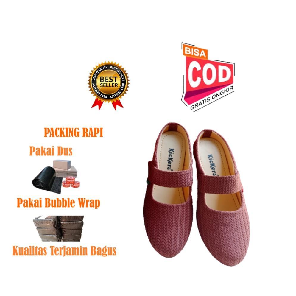 TERMURAH Sepatu Selop Slip On Kickers Wanita Bahan Rajut Impor | sepatu selop wanita rajut kekinian