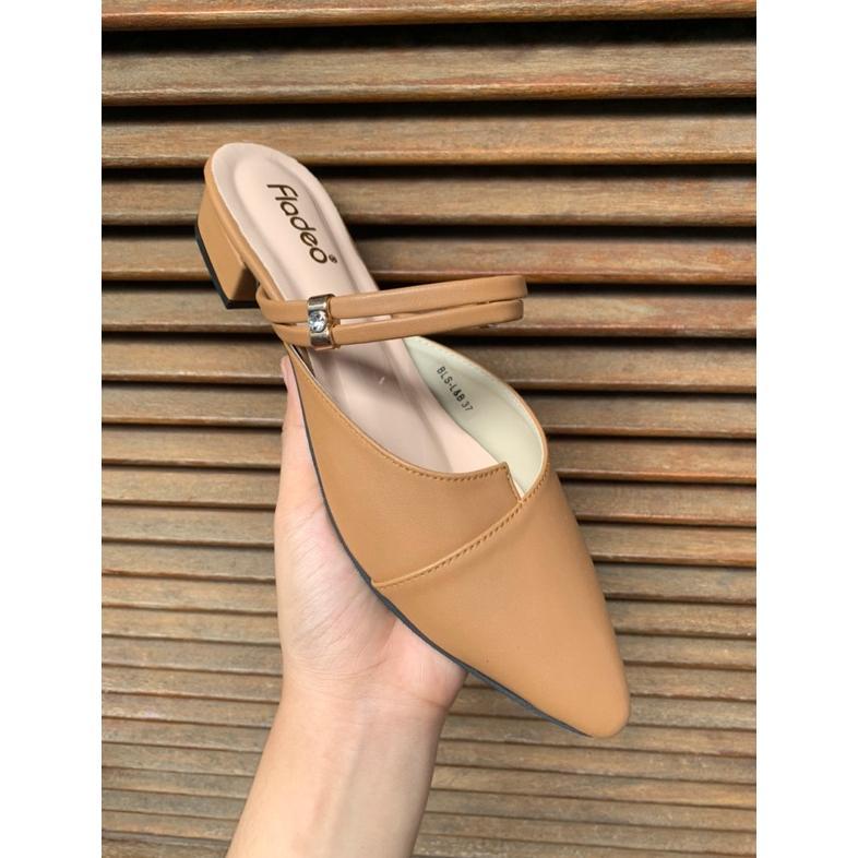 Murah Sandal Fladeo Wanita Mules Heels 3 Cm  ( Tali 2 )