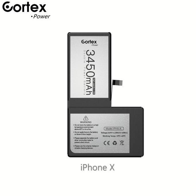 Cortex Power Baterai iPhone X / iPhone 10 Double Power IC High Capacity Batre Batrai Baterai Battery