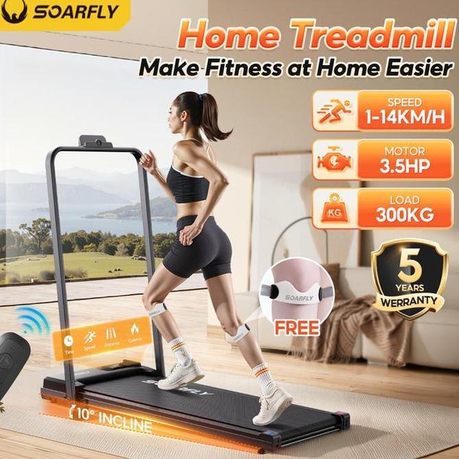 QURYGHANZ Subsidi OngkirSOARFLY Incline Treadmill Elektrik Multifungsi 14 KM/H Walking & Running Pad