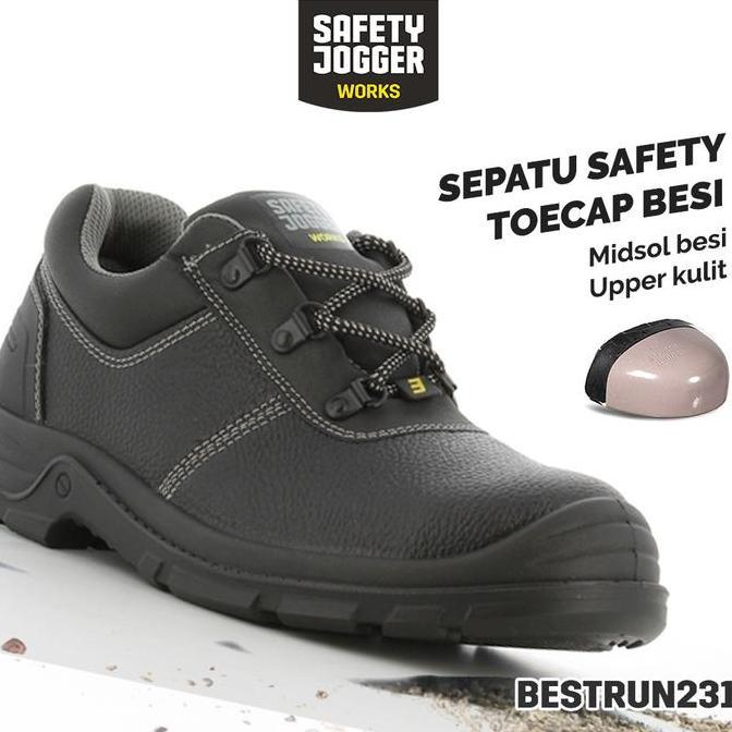 Safety Jogger Works Bestrun231 Bestrun Sepatu Septi Proyek Kerja Besi Pabrik Pria Best Seller Hitam