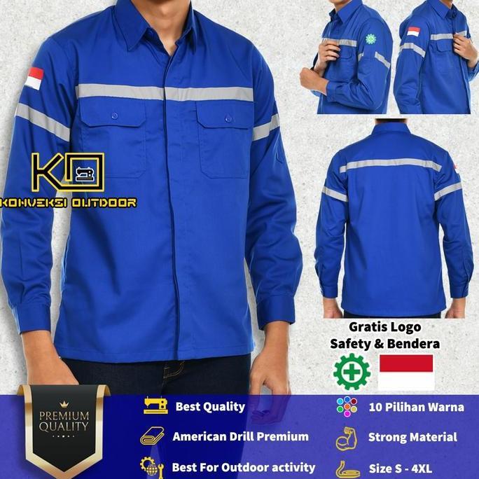 Baju Seragam Atasan Kemeja Safety Wearpack Proyek Werpack K3 Biru