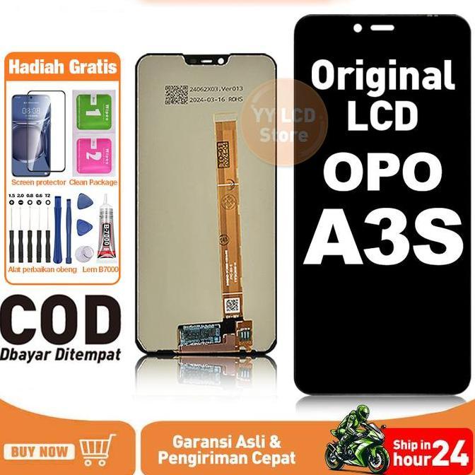 TERMURAH - YY-Original For LCD OPO A3s lcd asli hp layar lcd anti blue light HD HOT SALE Kualitas Te