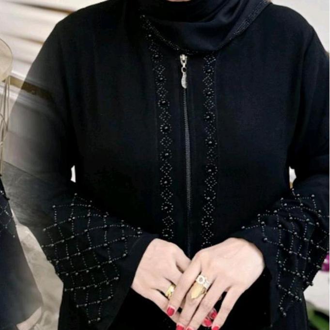 NEW Noulfa JetBlack Abaya With Zipper Elegant | Abaya Turky Virall Lebaran 2025