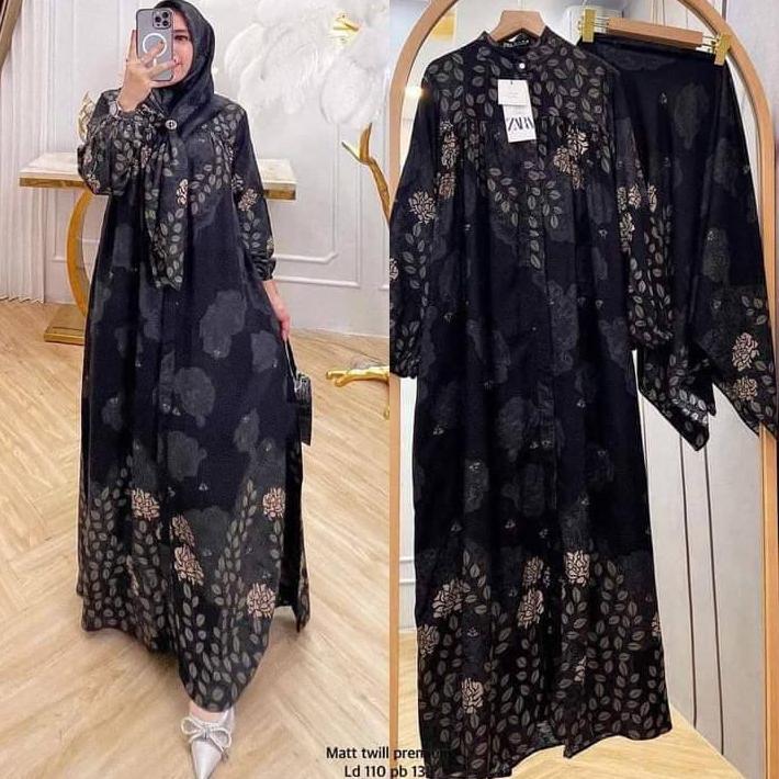 BEST SELLER Gamis Rayon diamond motif - Gamis Rayon diamond premium set hijab - Gamis stelan hijab -