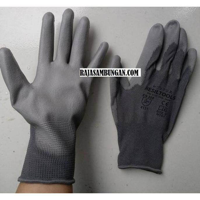 Sarung Tangan Anti Slip Licin Kaca Safety Gloves Kerja Kebun Abu-abu