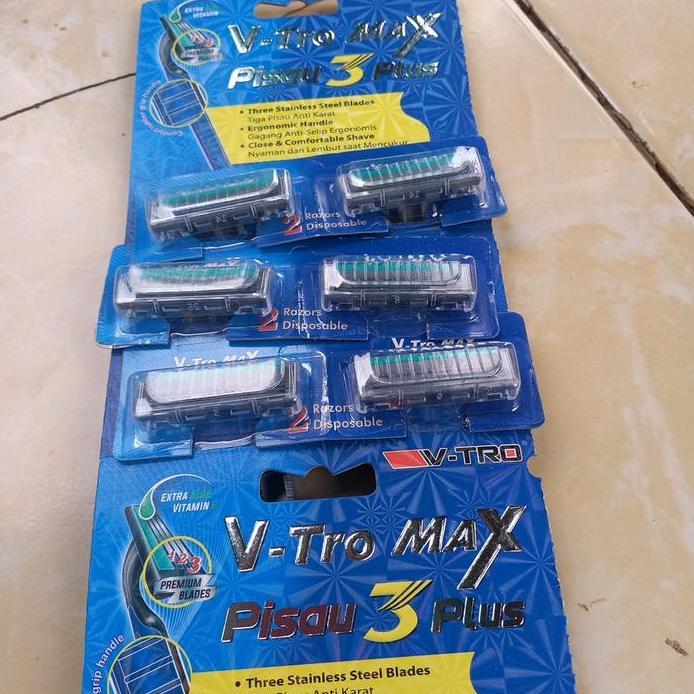 Pisau Cukur V-Tro Max Pisau 3 Plus 1 Lembar 24pcs - Razor Kumis Jenggot Pencukur