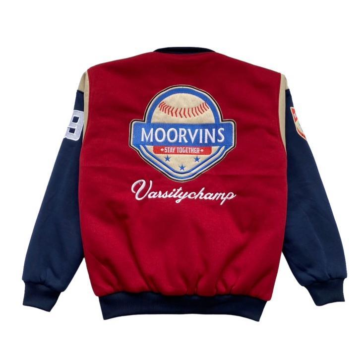 PAKET HEMAT Moorvins Varsity Jacket Maroon Polar Fleece