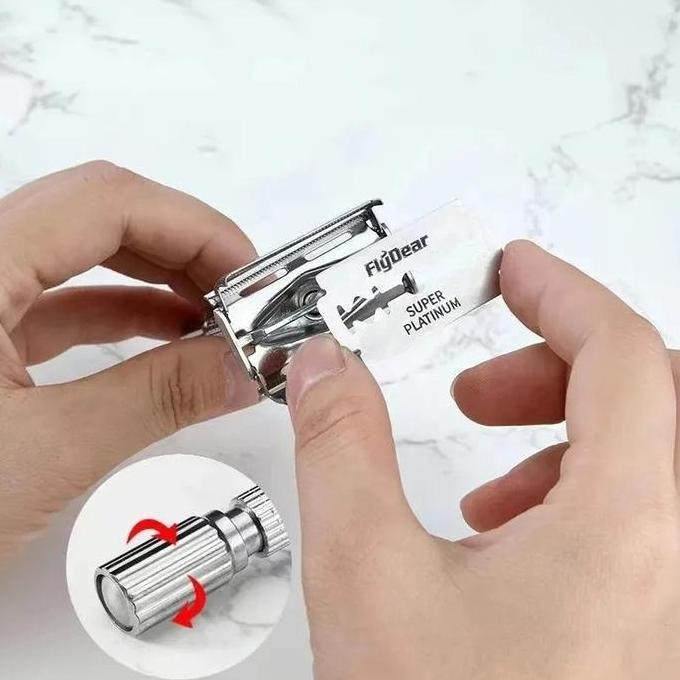 Dua Sisi Cukur Jenggot Manual Stainless Alat Cukur Manual Jadul Gagang Cukur Jenggot Dilengkapi Kota