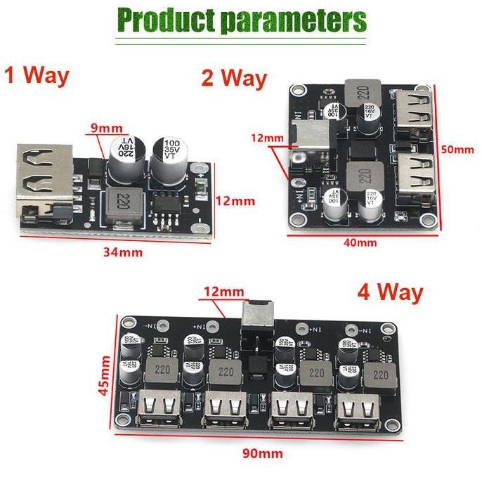 TOPFUF Modul Fast Charging QC3.0 Step Down DC-DC Buck Converter 6-32V ke 5V 9V 12V Charger HP Mobil 