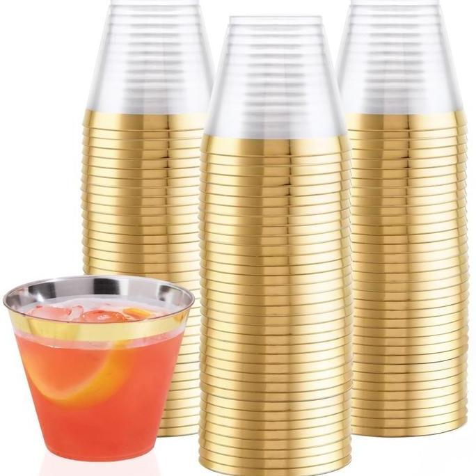 TOPFUF 10pcs Gelas Plastik Bening Transparant Gelas Plastik Kecil Unik Seperti Kaca Untuk Minuman Ju