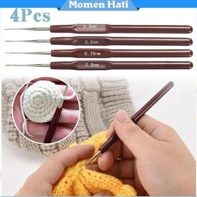 TOPFUF 1 Set Isi 4 Pcs Hakpen Jarum Gimbal / Jarum Gimbal Rajut Dreaddlocks Pen Tulip Songket