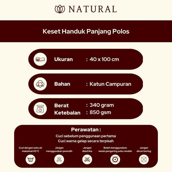 Keset Handuk Natural by Chalmer 40x100 cm Keset Panjang Polos Dapur