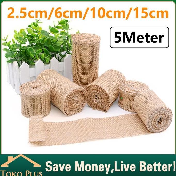 FADHANAKO Jute Ribbon 2.5/6/10/15cm x 5m - Burlap Ribbon - Pita Goni Polos